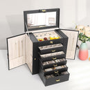 Kendal Extra Large Jewelry Box Jewelry Case PU Leather 6 Tier 5 Drawers Large Storage Capacity with Mirror Jewelry Storage Organizer Great Gift Also Good For Watches LJC-SHD5BK (black) by TinyTreasures Baby Boutique