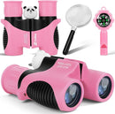 Binoculars for Kids, Toys for 3-12 Year Old Girls and Boys, Bird Watching Hiking Outdoor Learning Toy with Magnifying Glass &Compass, Birthday Easter Gifts Toys for Boy Kid Ages 3-6 (Pink) by TinyTreasures Baby Boutique