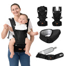 BabbleRoo Grow Carrier – Safety-Certified 6-in-1 Baby Carrier with Hip Seat, Ergonomic & Adjustable Toddler Carrier 7-50 lbs with Hip Support, Hood for Sun Protection, Newborn to Toddler, Black by TinyTreasures Baby Boutique