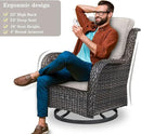 5 Piece Outdoor Patio Furniture Set - Outdoor Conversation Couch and Loveseat Glider Chair Furniture Set with Rattan Coffee Table for Deck Balcony Poolside Brown Wicker/Beige Cushions by GreenHaven Gardens