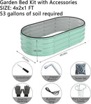 Galvanized Metal Planter Raised Garden Bed Kit for Gardening Outdoor，4x2x1ft Planter Grow Garden Box Raised Flower Bed，Long Vegetable Clearance Herb Raised Garden Beds for Gardening Green by GreenHaven Gardens
