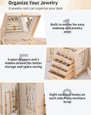 AKOZLIN 5-Tier Jewelry Box Leather Jewelry Storage Organizer with 4 Drawers Lockable for Women Girls Ring Necklace Earring Bracelet Watches Holder with Mirror Champagne by TinyTreasures Baby Boutique