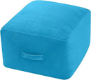 MeMoreCool Square Stuffed Pouf Ottoman Foot Rest, Floor Pouf Foot Stool with Foam Chunk Filling, Soft Stuffed Ottoman Footrest for Living Room, Blue by CozyNest Decor