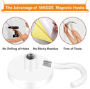 MIKEDE Strong Magnetic Hooks, 110Lbs Heavy Duty Magnetic Hooks for Cruise, Neodymium Earth Magnets with Hooks for Hanging, Super Metal Magnetic Hanger for Grill, Storage (White,10 Pack) by CozyNest Decor