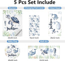 Personalized Baby Crib Bedding Set, 5 Pcs Custom Name Baby Bedding Set, Double Layer Nursery Bedding Set, Ocean Animal Baby Crib Set for Girls Boys, Gift for Toddler Infant Baby New Parents by TinyTreasures Baby Boutique