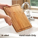 Acacia Wood Cutting Board for Kitchen - 0.8 inch Thick Wood Charcuterie Cheese Board with Side Handles and Juice Grooves, Wooden Chopping Block for Meat and Veggies, 13x10 inch by CozyNest Decor