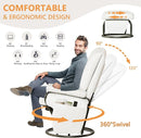 JIASTING 360° Swivel Leather Recliner Chair with Ottoman & Double Side Pockets, Nursing Glider Rocking Recliner Chair, Gliding Chairs for Nursery, Living Room, Office, Bedroom, Metal Frame (White) by TinyTreasures Baby Boutique