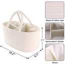 Baby Diaper Caddy Organizer for Girl Boy Cotton Rope Nursery Storage Bin Basket Portable Holder Tote Bag for Changing Table Car Travel Baby Shower Gifts Newborn Essentials Registry Must Haves White by TinyTreasures Baby Boutique
