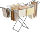 SONGMICS Clothes Drying Rack, Metal Laundry Drying Rack, Foldable, Space-Saving, Free-Standing Airer, with 4 Gullwings, Indoor Outdoor Use, Bed Linen Clothing, Gray ULLR541G01 by TinyTreasures Baby Boutique