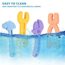 Fu Store 4 Pack Soft Silicone Teething Toys for 0-12 Months 6-24 Months Toddlers Infant Hammer Spanner Wrench Pliers Tools Shape Baby Teethers Relief Soothe Babies Gums Set by TinyTreasures Baby Boutique