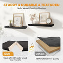 24"x6.8"x1.6" Slanted Floating Wall Shelves 2-Pack - Rustic Black Finish, Heavy-Duty Solid Wood Design with Hidden Brackets - Perfect for Living Room, Kitchen, Bathroom, or Office by CozyNest Decor