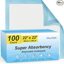 100 Count 22” x 22” Super Absorbency Disposable Underpads, Leakproof Quick Drying Disposable Pads for Baby, Puppy and Adults, Puppy Pads, Cat Pee Pads for Dogs, Potty Puppy Training Pads by TinyTreasures Baby Boutique