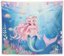 HZOHNAGO Mermaid Girls Tapestry Watercolor Mermaid Princess Pattern Printed Wall Tapestry Wall Hanging for Bedroom Living Room Dorm 60" W x 50" H by CozyNest Decor