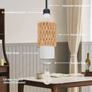 Pendant Light Boho Hanging Lamp - Rattan & Linen 2-in-1 Shade, Adjustable Hanging Lights Fixture for Kitchen Island, Dining Room, Farmhouse, Bedroom (2 Pack) by CozyNest Decor