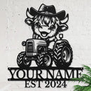 Personalized Highland Cow Name metal Signs,Custom Highland Cow Metal Shed Wall Decor,Black Metal Wall Art Plaques Outdoor wall Decorative Signage (Style B) by CozyNest Decor