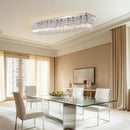 Luxury Lighting Fixture Chandelier Rectangular with Raindrop Crystals Pendant Light Fixture 10-Lights Modern Crystal Rectangle Flush Mount Chandelier for Living Room Dining Room Bar L47 Inch by CozyNest Decor