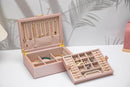 2-layer jewelry box，Jewelry Organizer with Handle，with hanging necklace hooks, detachable jewelry trays, suitable for storing a large amount of jewelry gift box (rose gold) by TinyTreasures Baby Boutique