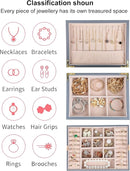 Small Jewelry Organizer for Women, 2-Layer Travel Jewelry Box with Portable Case, Necklace Ring Storage for Dresser, Girls Teens Gifts (Grey) by TinyTreasures Baby Boutique