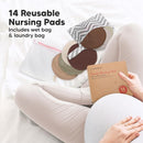 Organic Nursing Pads - 14 Washable Viscose Derived from Bamboo Breastfeeding Pads, Wash Bag, Reusable Breast Pads for Breastfeeding, Nipple Pads for Breastfeeding Essentials (Sable, L 4.8") by TinyTreasures Baby Boutique