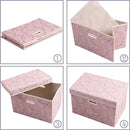 PRANDOM Collapsible Storage Boxes with Lids [5-Pack] Fabric Decorative Storage Bins Cubes Organizer Containers Baskets with Cover Handles Divider for Bedroom Closet Living Room Pink 14.9x9.8x9.8 Inch by TinyTreasures Baby Boutique