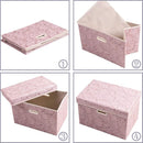 PRANDOM Collapsible Storage Boxes with Lids Fabric Decorative Storage Bins Cubes Organizer Containers Baskets with Cover Handles Divider for Bedroom Closet Living Room 14.9x9.8x9.8 Inch 1 Pack by TinyTreasures Baby Boutique