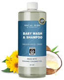 SoCal Suds & Company - 2-in-1 Organic Foaming Baby Wash Castile Soap & Shampoo Refill - Gentle Body Soap for Sensitive Gentle Bath -Nourishing Soothing Ingredients -Newborn Baby - Fragrance Free, 32oz by TinyTreasures Baby Boutique