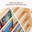 OOOK Kids Bookshelf, Wooden 4-Tier Front Facing Book Display Shelf for Kids, Toddler Montessori Bookshelf for Classroom, Playroom, Nursery by TinyTreasures Baby Boutique