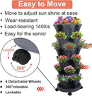Vertical Planter, 6 Tier Stackable Strawberry Planter with Garden Tool Set, Movable Indoor/Outdoor Garden Herb Pot for Growing Vegetables and Succulents, Dark Gray by CozyNest Decor