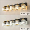 Modern Bathroom Vanity Light 5-Lights Black Gold Crystal Bathroom Wall Light Vanity Light Fixtures，36.22-inch Modern Minimalist Design by CozyNest Decor