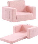 2-in-1 Toddler Chair Sherpa Couch - Soft Kids Lounger for Bedroom, Convertible Sofa for Girls and Boys, Reading Chair, Pink by CozyNest Decor
