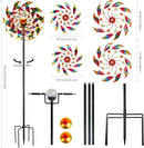Solar Wind Spinners for Yard and Garden - 360° Metal Large Wind Sculptures Outdoor Clearance Kinetic Windmills with 4 Layer Jeweled Blades for Patio, Lawn Garden Decoration - 54Inch by CozyNest Decor