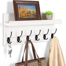 Shelf with Hooks, Coat Rack Wall Mount with 6 Double Metal Hooks, 17 Inch Farmhouse Wall Hooks with Shelf for Entryway, Bathroom, Kitchen, White by CozyNest Decor