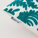 HWY 50 Teal Decorative Throw Pillow Covers 18x18 Inch (1 Piece), Embroidered Cotton Farmhouse Cushion Cover Pillow Case for Sofa Couch Living Room Bed Bedroon, Floral Branches by CozyNest Decor