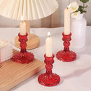 12Pcs Red Candlestick Holders Set- 4" H Taper Candle Holders Bulk, Glass Candle Holders for Activities, Party, Romantic Dinner Table Centerpieces, Festival Gifts & Windowsill Decor by CozyNest Decor