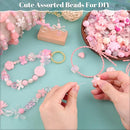 Assorted 170-230PCS Pink Acrylic Beads for Bracelet Making, Flower Bow Butterfly Candy GummyBear Aesthetic Bracelet Charms,Cute Beads for Jewelry Making DIY Necklace Keychain Phone Charm by TinyTreasures Baby Boutique