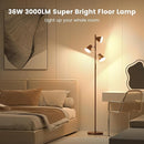 36W LED Tree Floor Lamp, Dimmable Tall Standing Lamp with Remote & Touch Control, 4 Color Temperatures Bright Floor Lamp, 3 Rotatable Light Modern Floor Lamps (Brown) by CozyNest Decor