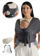 Konny Baby Carrier Flex AirMesh with Head Support- Adjustable, Easy to Wear Baby Wrap Sling, Perfect for Newborn Babies Essentials up to 44 lbs (XS-XL) -Charcoal by TinyTreasures Baby Boutique