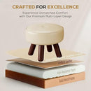 Small Foot Stool 13in, Round Faux Leaher Ottoman Foot Rest for Living Room, Under Desk Footstool Foot Rest with Non-Skid Rubber Legs for Bedroom, Entryway, 13''L x 13''W x 10.2''H, White by CozyNest Decor