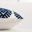 HWY 50 Navy Blue Decorative Throw Pillow Covers 18x18 Inch, Pack of 2 Embroidered Cotton Farmhouse Cushion Cover Pillow Case for Sofa Couch Living Room Bed Bedroon, Diamond Geometric Design by CozyNest Decor