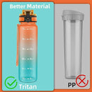 OLDLEY 32 oz Water Bottle, Motivational Water Bottle with Time Marker, Sports Water Bottle With Strap, Leakproof & BPA Free Large Water Bottles for School, Gym, Travel, Outdoor, Tritan,Orange&Green by CozyNest Decor