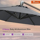 PURPLE LEAF 10FT Cantilever Patio Umbrella with 360-degree Rotation Aluminum Round Outdoor Offset Handing Umbrella for Patio Pool, Deep Grey by GreenHaven Gardens