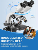 Binocular Compound Microscope 40X-2000X, Research Grade Professional Microscope with Dual Mechanical Stages and Coaxial Coarse/Fine Focus Knobs, Built-in Electronic Eyepieces, Adult Microscope by TinyTreasures Baby Boutique