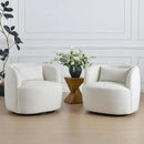 KINWELL 34" Wide Sherpa Swivel Barrel Chairs Set of 2, No Assembly Round Boucle Upholstered Accent Chairs Armchairs Single Sofa Chair with Toss Pillow for Living Room and Bedroom, Beige by CozyNest Decor