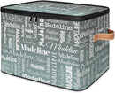 Custom Storage Basket with Name, Personalized Storage Bins with Zipper Lid, Foldable Fabric Storage Box Large capacity with Handle Gradient Grey Green by TinyTreasures Baby Boutique