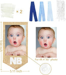 pinkblume 1st Birthday Burlap Photo Banner Garland Handmade Felt from Newborn to 12 Months with Gradient Blue Ribbon for Monthly Milestones Baby Boy First Birthday Party Decorations Supplies by TinyTreasures Baby Boutique