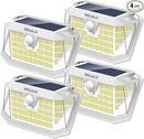 Solar Motion Sensor Lights Outdoor, [3 Modes/4 Pack/188 LED] 270° Wide Angle Lighting, Security Solar Powered Wall Lights, IP65 Waterproof Flood Lights for Fence Porch Yard Patio(White) by GreenHaven Gardens