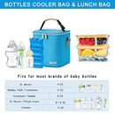Breastmilk Cooler Bag with Ice Pack Fits 6 Baby Bottles Up to 9 Ounce, Baby Bottle Bag with Shoulder Strap for Nursing Mom Daycare, Blue by TinyTreasures Baby Boutique