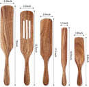 5 Pcs Wooden Spurtle Set, Natural Teak Kitchen Utensil Set Heat Resistant Non-Stick Wooden Spoons Tools for Cooking, Stirring, Mixing, Serving, Spurtles Kitchen Tools As Seen On TV by CozyNest Decor
