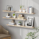 SAUMONIERES Floating Shelves 8 Inch Deep Solid Wood Wide Wall Shelf Set of 2 Wall Mounted for Bedroom Bathroom Living Room Kitchen, 36 Inch Natural by CozyNest Decor