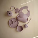 mushie Silicone Baby Bib | Adjustable Fit Waterproof Bibs (Pale Mauve) by TinyTreasures Baby Boutique